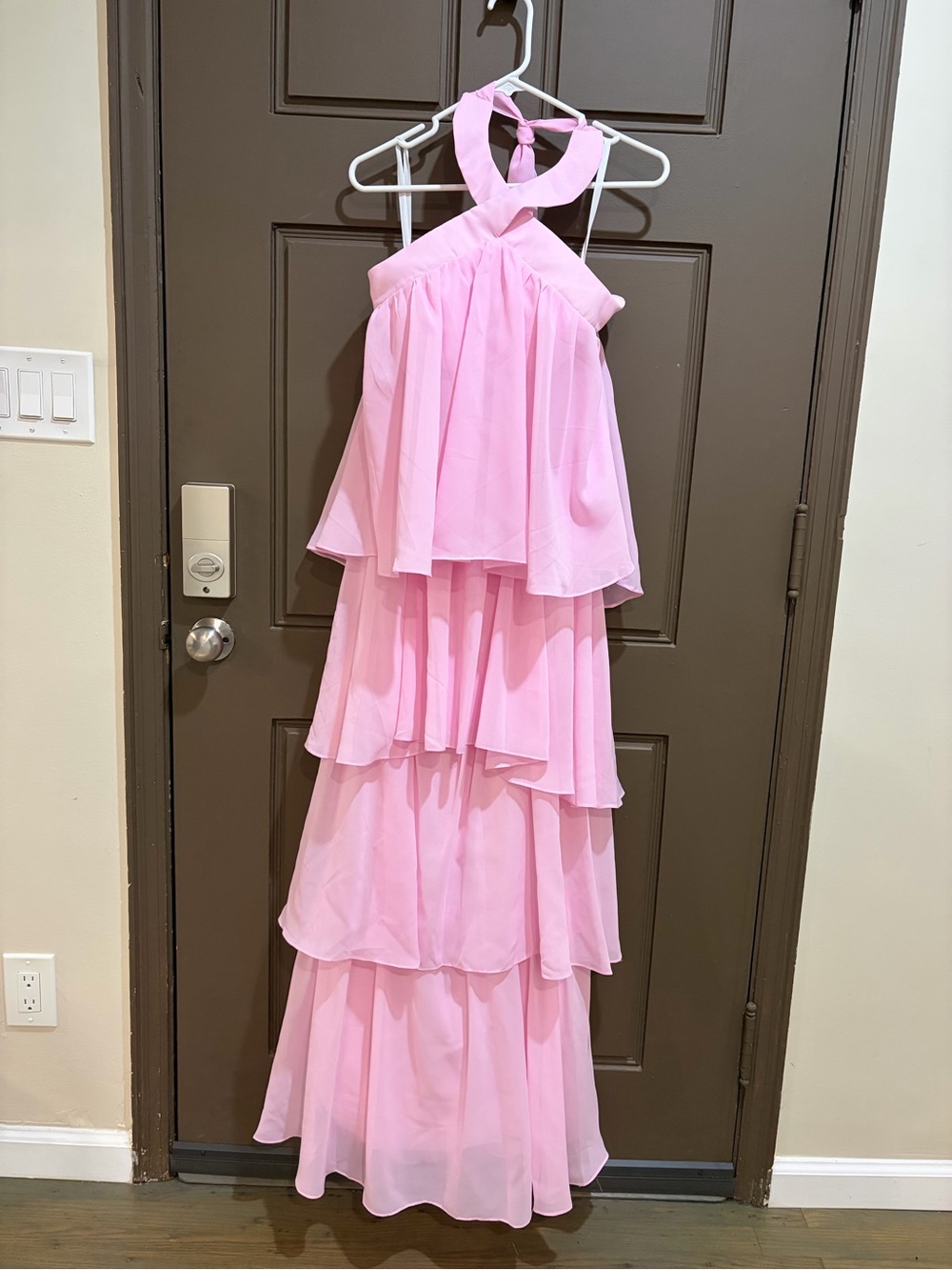 Pink Tiered Halter Dress